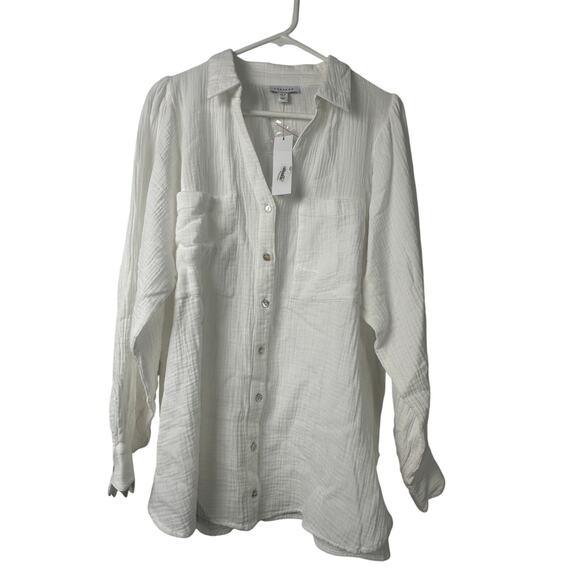 Topshop Tops - Topshop Longline Oversized Cheesecloth Shirt - White - Size 6 - NWT